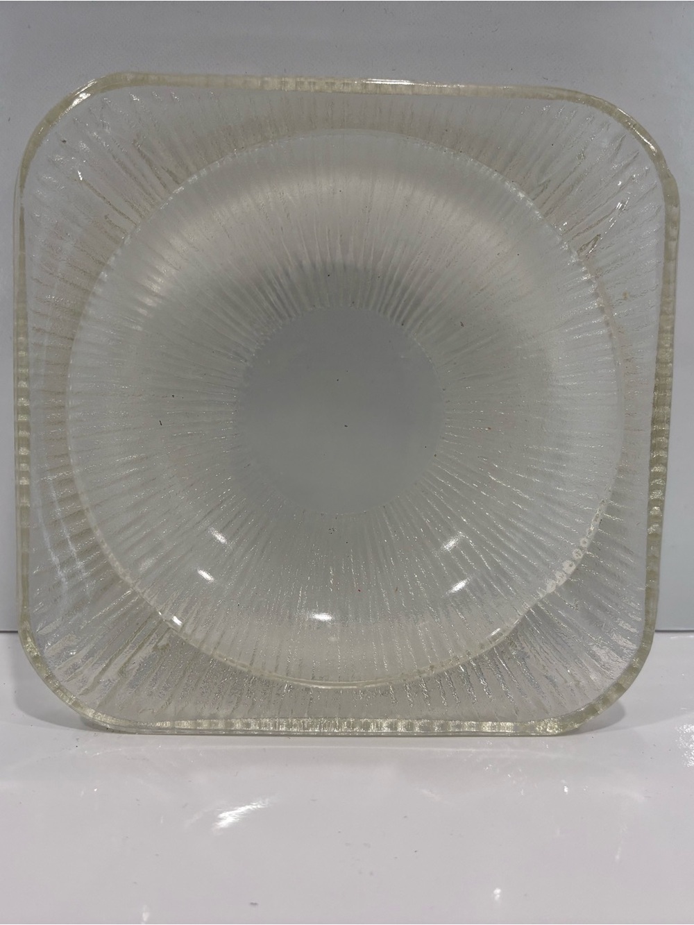 Vintage Ripple Glass Ashtray clear 6”